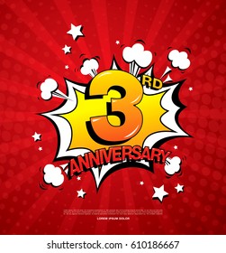 3rd anniversary emblem. Three years anniversary celebration symbol