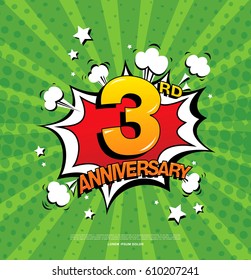 3rd anniversary emblem. Three years anniversary celebration symbol
