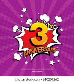 3rd anniversary emblem. Three years anniversary celebration symbol