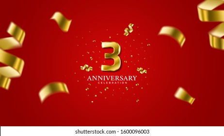 3rd Anniversary Gold Numbers Shadow Sparkling Stock Vector (Royalty ...