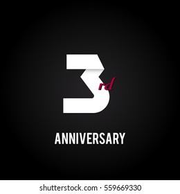 3rd Anniversary  Logo Celebration, Flat Design Isolated on Black Background