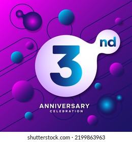 3rd Anniversary Logo With Colorful Abstract Background, Template Design For Invitation Card And Poster Your Birthday Celebration. Vector Eps 10