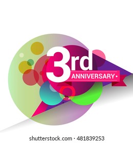 3rd Anniversary logo, Colorful geometric background vector design template elements for your birthday celebration.