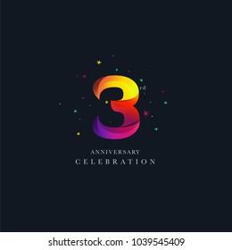 3rd Anniversary Logo Design, Number 3 Icon Vector Template.


