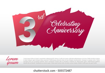 3rd anniversary logo with red abstract backgrond. design template
