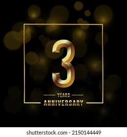 3. Jubiläumslogotype. Jubiläumsfeier-Template-Design mit goldenem Ring für Broschüren, Broschüren, Poster, Banner, Web, Einladung oder Grußkarte. Vektorgrafiken.