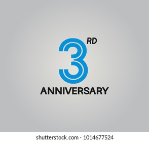 3rd anniversary logotype with multiple line style blue color isolated on white background for celebration