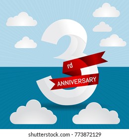 3rd anniversary on sea and sky background vector.