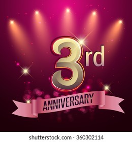 3rd Anniversary, Party poster, banner or invitation - background glowing element. Vector Illustration.