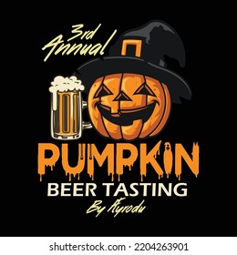 3rd Annual Pumpkin Beer Tasting By Kyrodu Happy Halloween Shirt Print Template, Pumpkin Fall Witches Halloween Costume Shirt Design