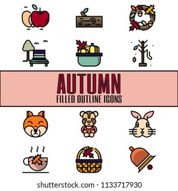 The 3rd autumn icons set. The filled outline icons. Illustation