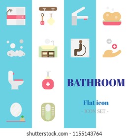 3rd bathroom icon set. The icon are flat icon. Illustration.