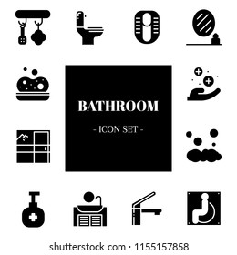 3rd bathroom icon set. The icon are solid icon. Illustration.