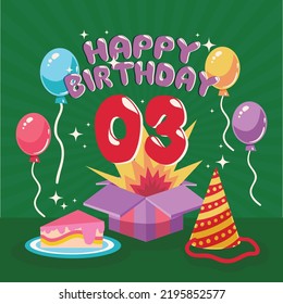 3rd birthday greeting card template