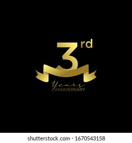 3rd black gold ribbon design banner celebration