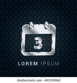 3rd Calendar 3D silver/platinum metallic chromium precious Icon / Logo Design