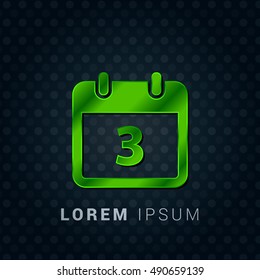 3rd Calendar Bright Green chromium precious metallic 3D Icon / Logo Design