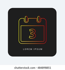 3rd Calendar Red & Orange gradient attractive line thin icon / logo design