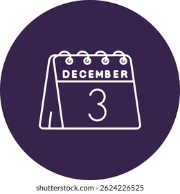 3 de Diciembre Línea Vector Icon Design
