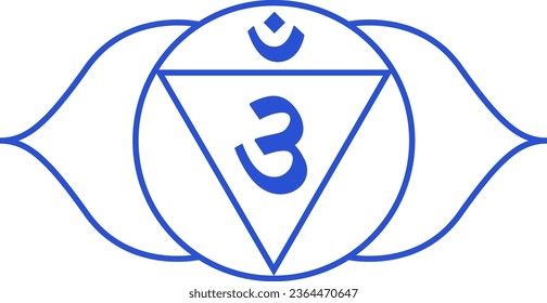 3rd eye chakra Ajna chakra icon yoga zen symbol blue minimal simple intuitive reiki, kundalini, aura energy