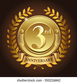 3rd golden anniversary wreath ribbon logo