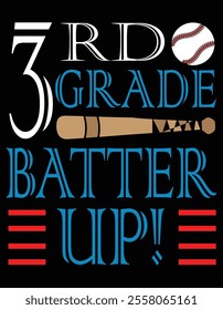 3rd Grade batter up Baseball Design.