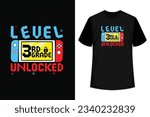 3rd Grade Level Unlocked Game On 3rd Grade Back To School, First Day Of School Boys, Funny Game For Kids Boys T-Shirt