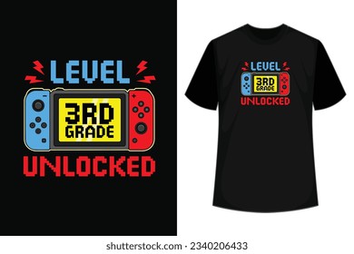 3rd Grade Level Unlocked Game On 3rd Grade Back To School, First Day Of School Boys, Funny Game For Kids Boys T-Shirt