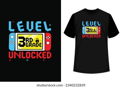 3rd Grade Level Unlocked Game On 3rd Grade Back To School, First Day Of School Boys, Funny Game For Kids Boys T-Shirt