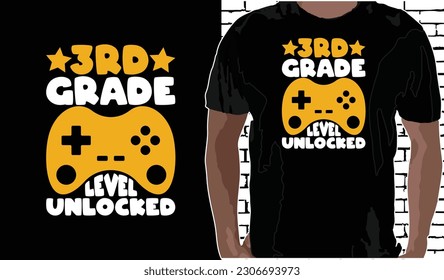 3rd Grade Level Unlocked T shirt Design, Quotes about Back To School, Back To School shirt, Back To School typography T shirt design