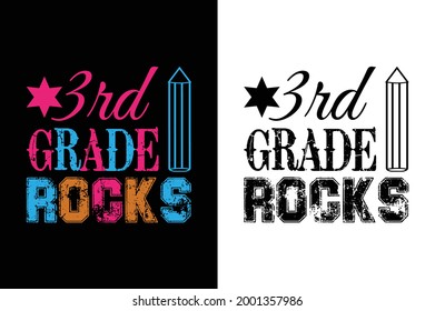  3rd grade rocks t-shirt design. teacher day t-shirt