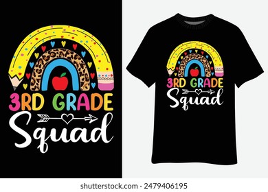 3rd Grade Squad Teacher Student Back To School T-Shirt Design