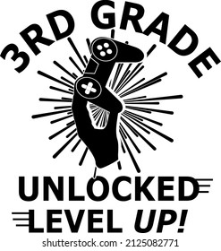 3rd Grade Unlocked Level Up T-shirt Design.
Typography For T-Shirt, Sweater, Jumper, Hoodie, Mug, Sticker,
Pillow, Bags, Greeting Cards, Badge, Or Poster
