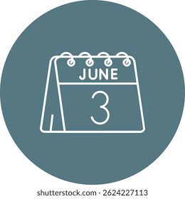 3 de junio Línea Vector Icon Design