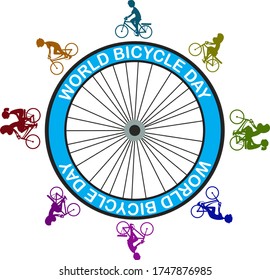 3.ª imagen vectorial del Día Mundial de la Bicicleta de junio