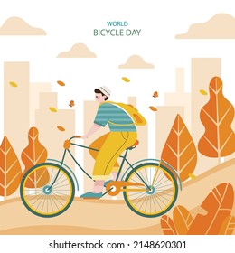 3rd June World Bicycle Day Illustration Vector Image
