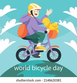 3rd June World Bicycle Day Illustration Vector Image
