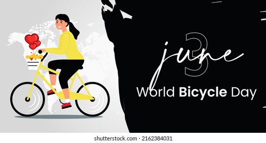 Pancarta del 3 de junio Día Mundial de la Bicicleta.