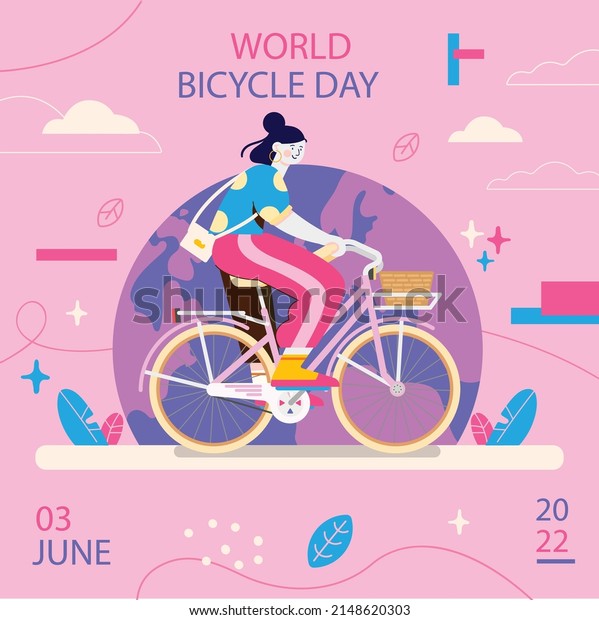 3rd
June World Bicycle Day illustration vector
image
