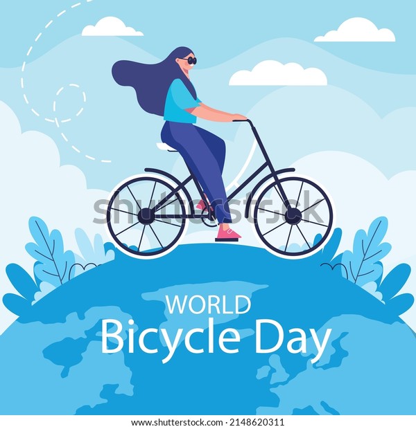 3rd\
June World Bicycle Day illustration vector\
image\
