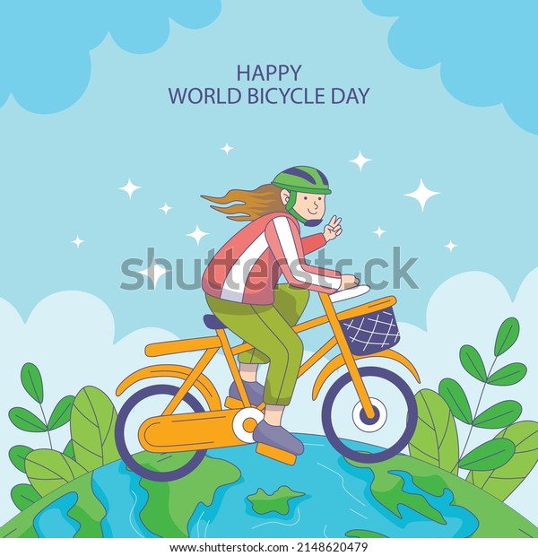 3rd\
June World Bicycle Day illustration vector\
image\
