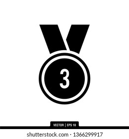 3rd Medal Icon Vector Illustration Logo Template