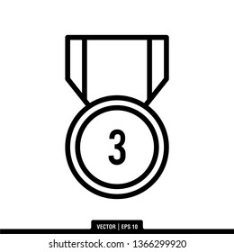 3rd Medal Icon Vector Illustration Logo Template
