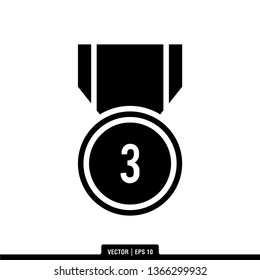 3rd Medal Icon Vector Illustration Logo Template