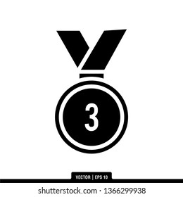 3rd Medal Icon Vector Illustration Logo Template