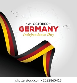 3rd October Germany Independence Day, Day Of Unity celebration design with city landmarks and social media post. Germany national day 2024 banner, poster, background, greeting Vector EPS.