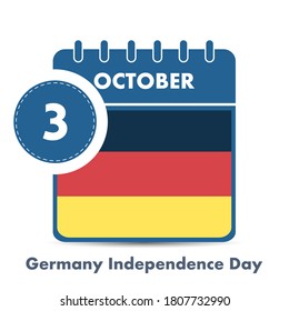 3rd of October Independence Day on the Calendar Page Open with the Germany Flag. Vector calendar leaf.