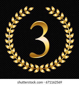 3rd place. 3rd anniversary. Golden laurel wreath.