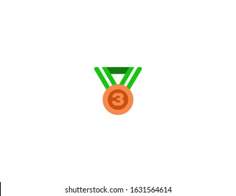 3rd place vector flat icon. Isolated third place, bronze medal emoji illustration 