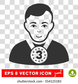 3rd Prizer Sportsman EPS vector pictogram. Illustration style is flat iconic gray symbol on chess transparent background.